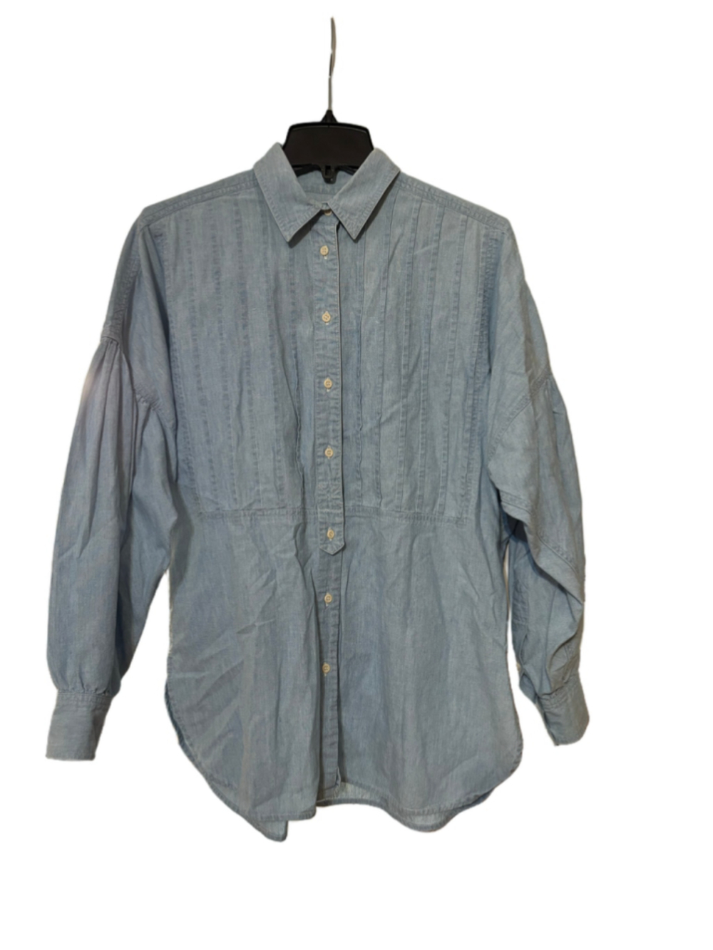 Women's Lizwear Button Down Shirt Size L Blue Denim Long Sleeve Top